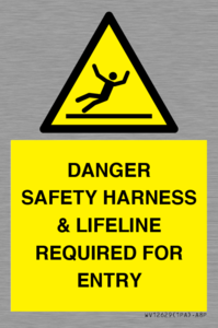 DANGER SAFETY HARNESS & LIFELINE REQUIRED FOR ENTRY